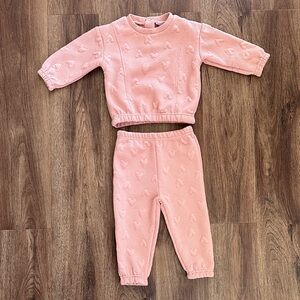 NWOT Madison Layne Pink Heart Embossed Toddler Set, Size 18M